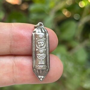 Vintage Mezuzah Silver Pendant